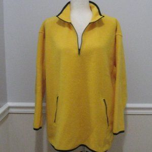 Eddie Bauer Womens Bright Yellow Fleece Pullover 1/4 Zip Jacket sz L